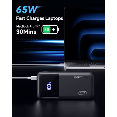 INIU 65W Power Bank — 20,000mAh fast charger for laptops, MacBook, Steam Deck, iPad, iPhone & Samsung!